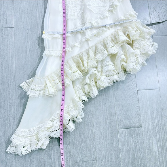 Geisha Designs Anthropology Square Neck Ruffled Asymmetrical Lace Dress S - Picture 14 of 16